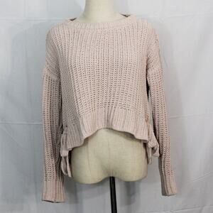 Candie’s Light Pink Braid Detail Knit Sweater Size S Juniors